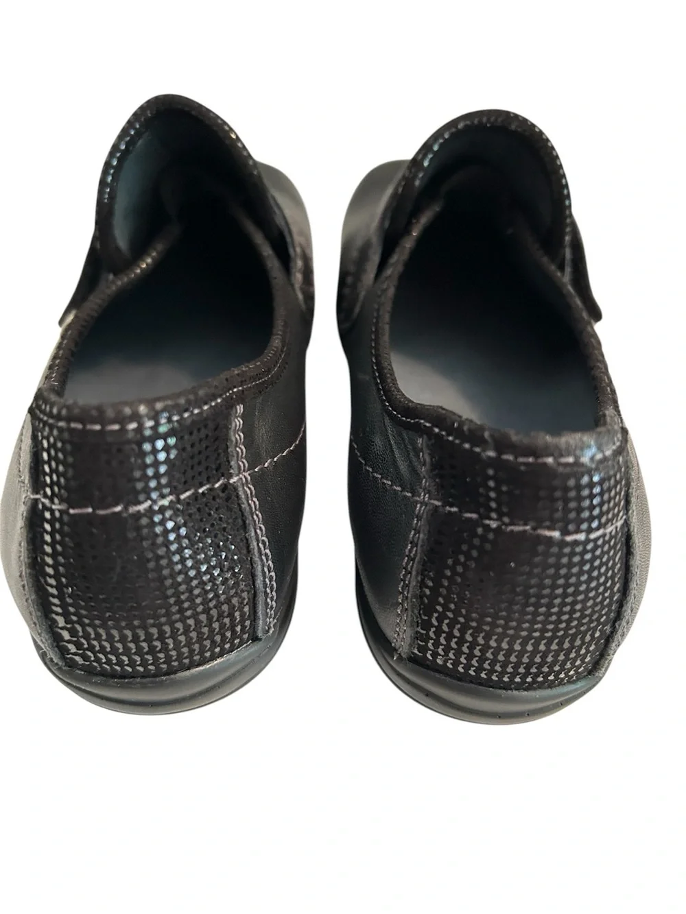 Wolky Black Leather Slip-On Loafers with Strap
